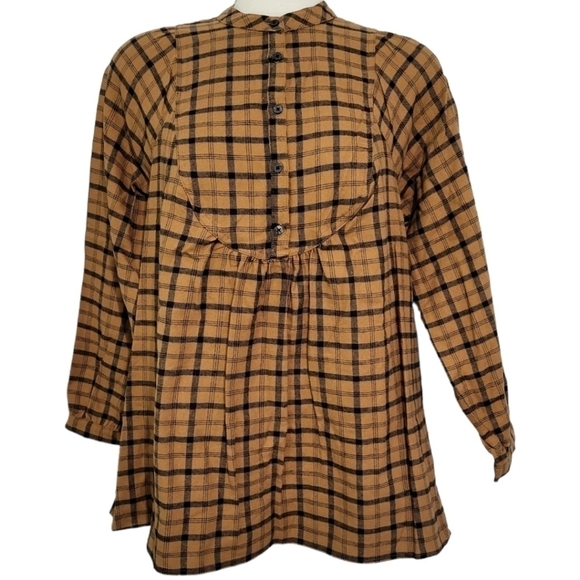 Isabel Maternity by Ingrid & Isabel Brown Flannel Plaid Maternity Blouse Size S - Picture 2 of 6